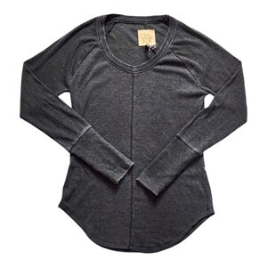 Chaser Gray Ribbed Thermal Long Sleeve Top Size S Thumbhole Cuffs Casual